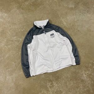 Vintage USA Olympic Committee Jacket Men’s Medium White Gray Track Warm Up